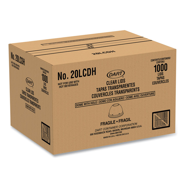 DART Cappuccino Dome Sipper Lids, Fits 30 oz to 32 oz Hot Cups, Plastic, Clear, 50/Pack, 20 Packs/Carton (DCC20LCDH)