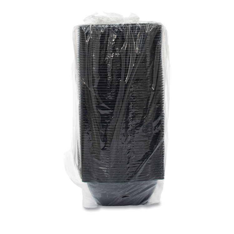 DART PresentaBowls Pro Black Square Bowls, 64 oz, 8.5 x 8.5 x 3.3, Plastic, 63/Bag, 4 Bags/Carton (DCCB64SB)