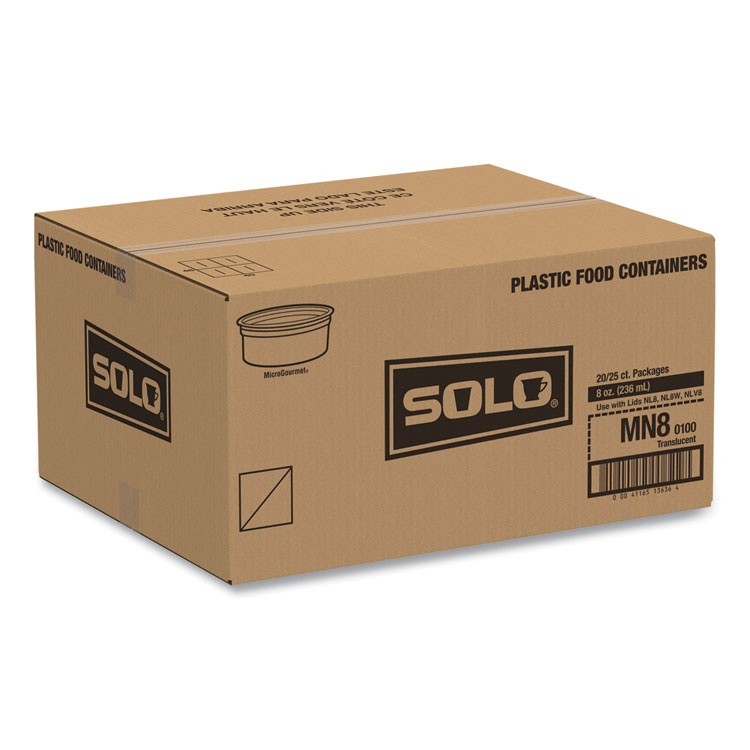 DART MicroGourmet Food Container, 8 oz, 4.1" Diameter x 1.14" h, Clear, Plastic, 500/Carton (DCCMN80100)