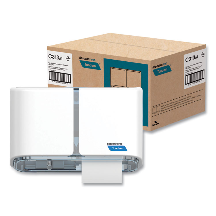 CASCADES TISSUE GROUP Tandem No Touch High Capacity Bath Tissue Dispenser, 12.5 x 6.6 x 7.2, White (CSDC313)