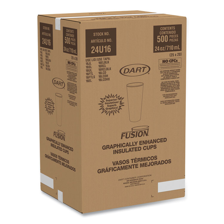 DART Fusion Escape Foam Hot/Cold Cups, 24 oz, Brown/Black, 500/Carton (DCC24U16ESC)