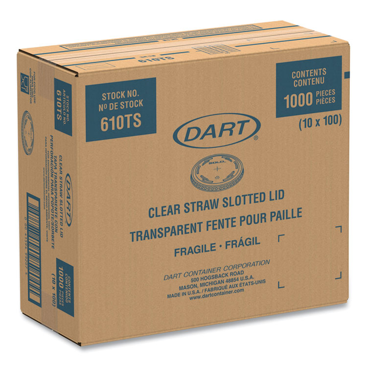 DART Plastic Cold Cup Lids, Fits 9 oz to 10 oz Cold Cups, Clear, 1,000/Carton (DCC610TS)
