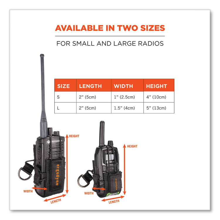 ERGODYNE CORPORATION Squids 3772 Radio Holster Trap, Large, 1.5 x 2 x 5, Polyester, Black (EGO19773)