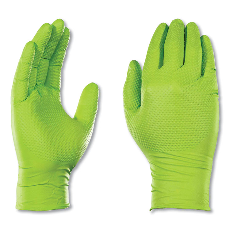 AMMEX CORPORATION Heavy-Duty Industrial Nitrile Gloves, Powder-Free, Large, 8 mil Thick, 9.5" Long, Green, 100/Box, 10 Boxes/Carton (AXCGWGN46100)