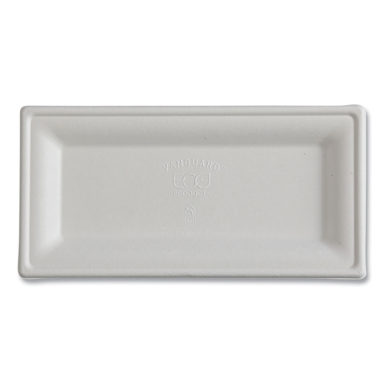 ECO-PRODUCTS,INC. Vanguard Renewable and Compostable Sugarcane Plates, 5 x 10, White, 500/Carton (ECOEPP024NFA)
