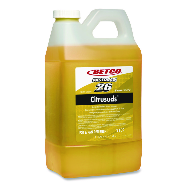 BETCO CORPORATION Symplicity Citrusuds FastDraw Manual Dishwashing Detergent, Lemon Scent, 67.6 oz Bottle, 4/Carton (BET21094700)