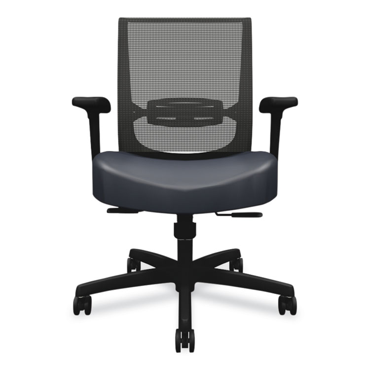 HON COMPANY Convergence Mid-Back Task Chair, Synchro-Tilt and Seat Glide, Supports Up to 275 lb, Navy Seat, Black Back/Base (HONCMY1ACU98)