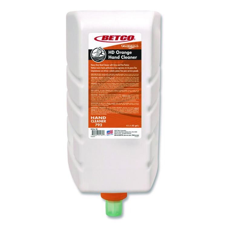 BETCO CORPORATION HD Orange Hand Cleaner Refill, For Triton Dispensers, Citrus Zest Scent, 4 L, 4/Carton (BET7923100)
