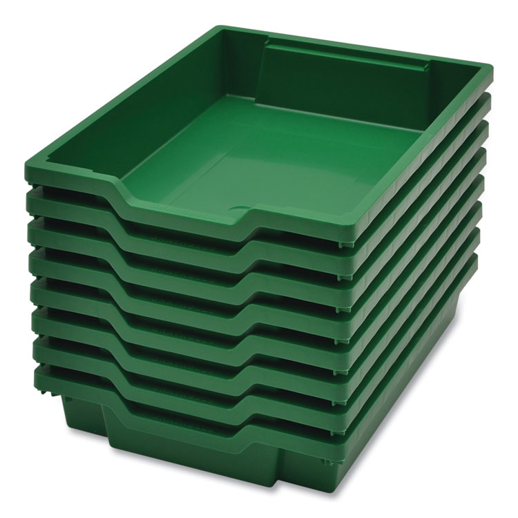 GRATNELLS USA, LLC F1 Shallow Trays for Gratnells Storage Frames and Trolleys, 1.85 gal Capacity, 12.28" x 16.81" x 3.25", Grass Green, 8/Pack (GTSFS0110P8)