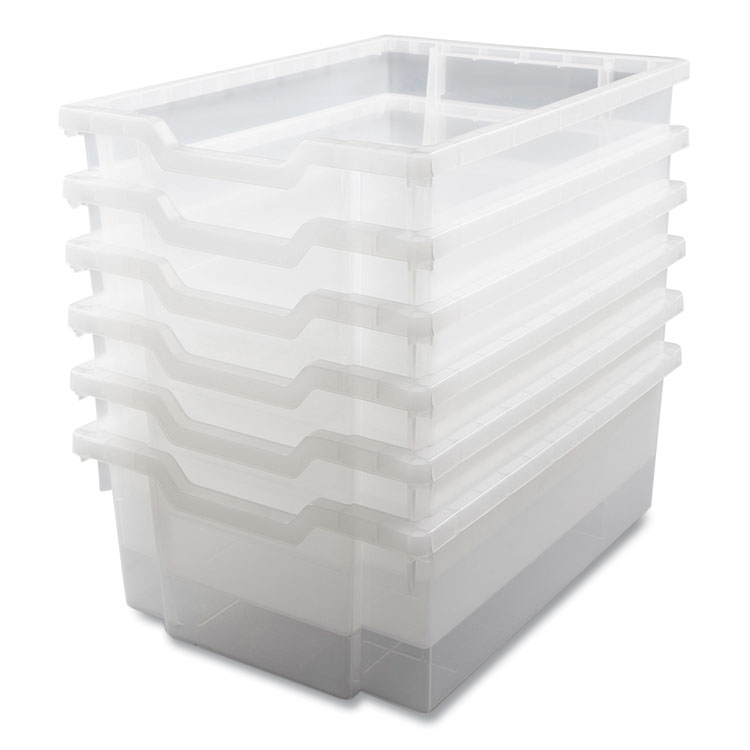 GRATNELLS USA, LLC F2 Deep Trays for Gratnells Storage Frames and Trolleys, 3.57 gal Capacity, 12.28" x 16.81" x 6.25", Trans Frost, 6/Pack (GTSFS0220P6)