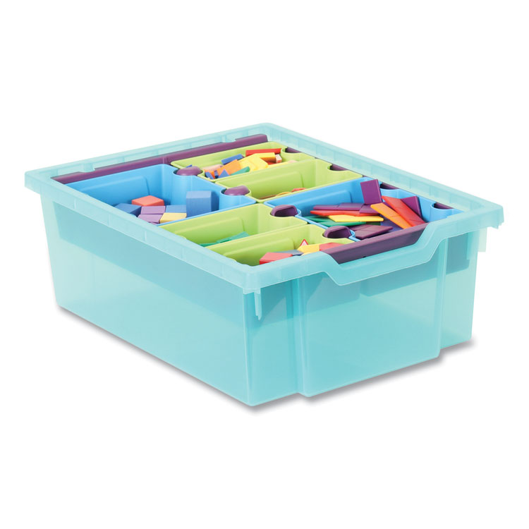 GRATNELLS USA, LLC F2 Deep Trays with Antimicrobial Protection for Storage Frames and Trolleys, 3.57 gal, 12.28 x 16.81 x 6.25, Trans Kiwi, 6/PK (GTSFAS0229P6)