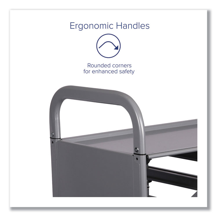 GRATNELLS USA, LLC Callero Plus Treble Column Trolley Set 16, Metal, 1 Shelf, 6 F2 Deep Bins, 40.6" x 17.3" x 41.5", Silver/Translucent Frost (GTSSSET164420)