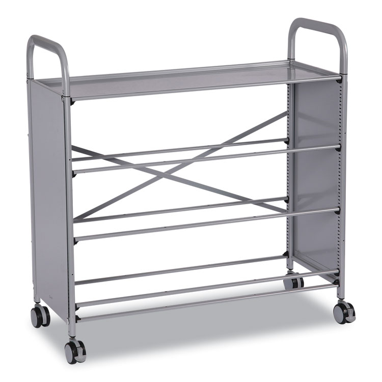 GRATNELLS USA, LLC Callero Plus Treble Column Trolley Set 16, Metal, 1 Shelf, 6 F2 Deep Bins, 40.6" x 17.3" x 41.5", Silver/Grass Green (GTSSSET164410)
