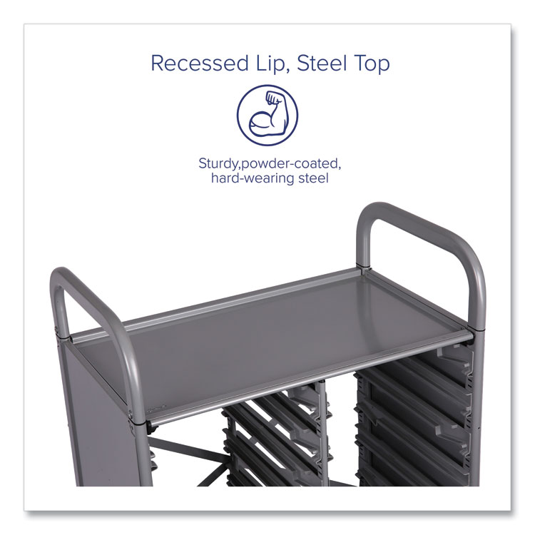 GRATNELLS USA, LLC Callero Plus Treble Column Trolley Set 03, Metal, 1 Shelf, 24 F1 Shallow Bins, 40.6" x 17.3" x 41.5", Silver/Royal Blue (GTSSSET034406)