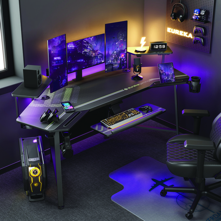 EUREKA ERGONOMIC Aero Gaming Desk, 72.06" x 23.63" x 38", Black (EKAE70B)