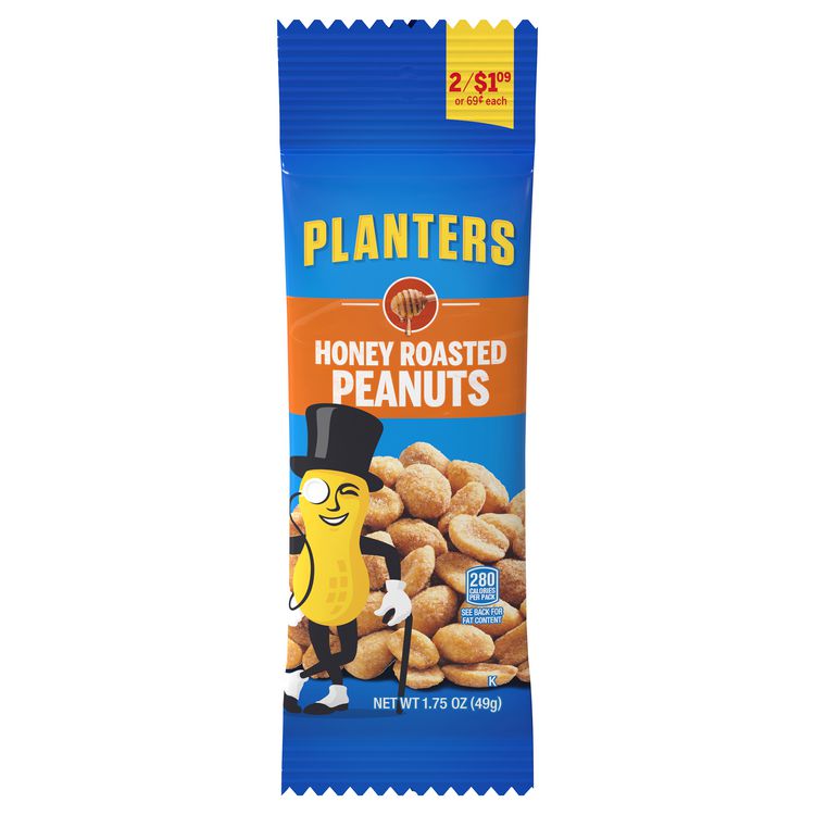 KRAFT FOODS, Honey Roasted Peanuts, 1.75 oz Tubes, 18 Tubes/Box, 2 Boxes/Carton (GRR60004059)